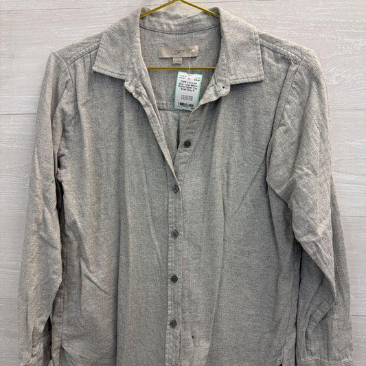 Loft Grey Long Sleeve Button Down Top Small