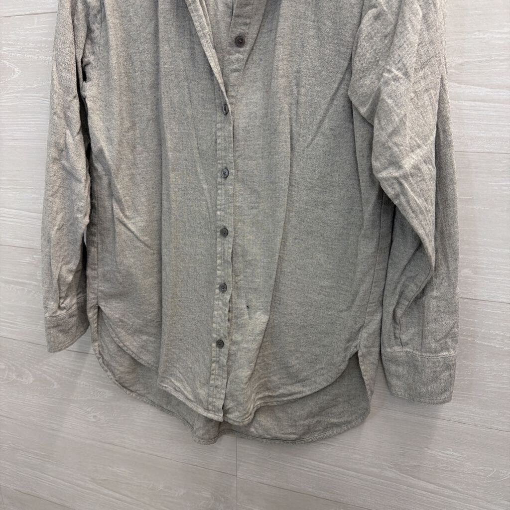 Loft Grey Long Sleeve Button Down Top Small