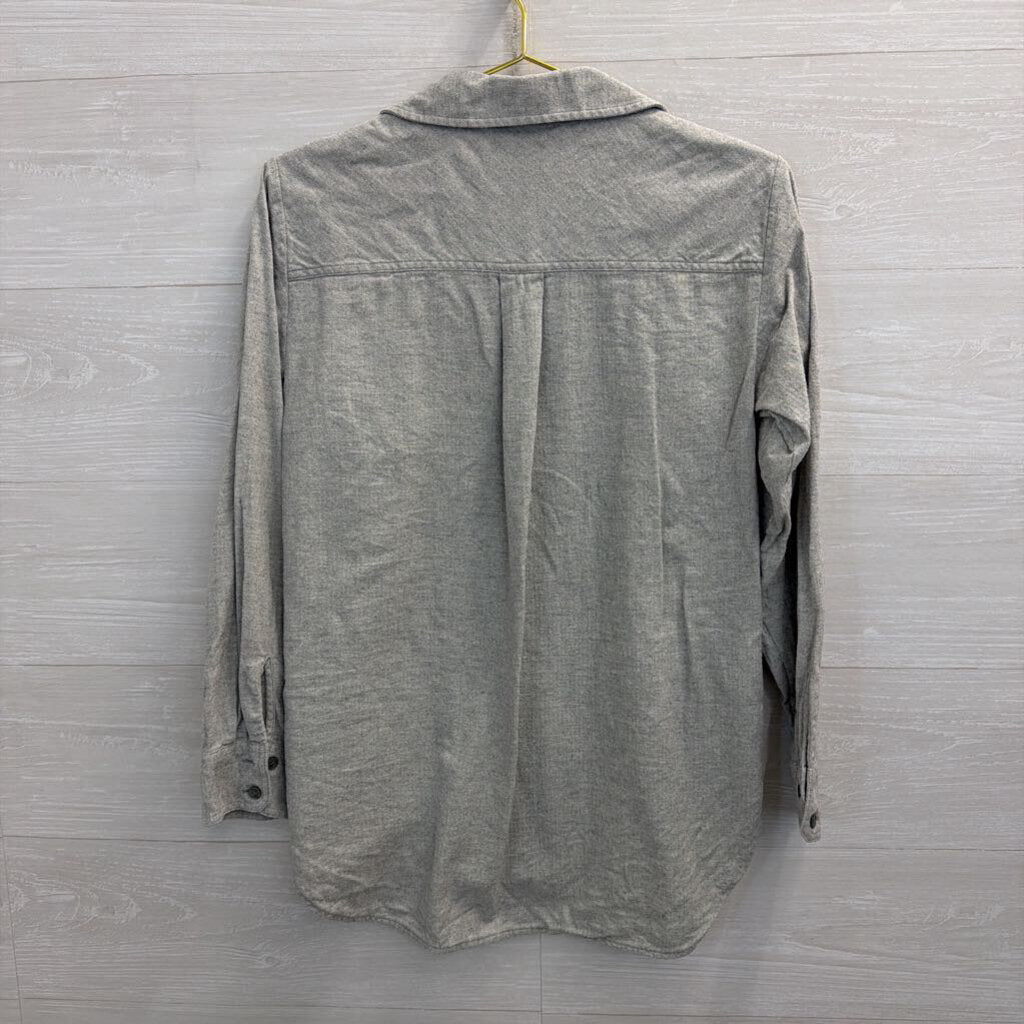 Loft Grey Long Sleeve Button Down Top Small