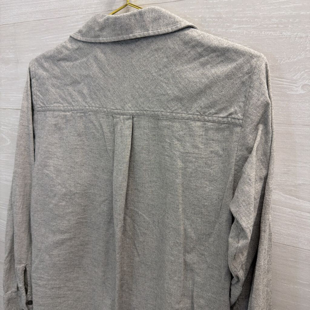 Loft Grey Long Sleeve Button Down Top Small