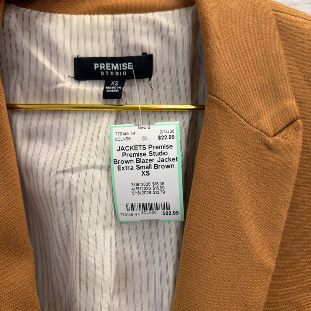 Premise Studio Brown Blazer Jacket Extra Small