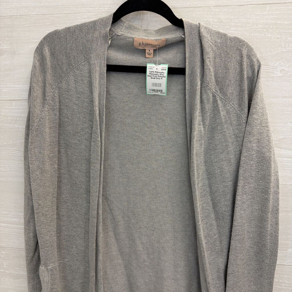 Philosophy Grey Open Front Sweater Small