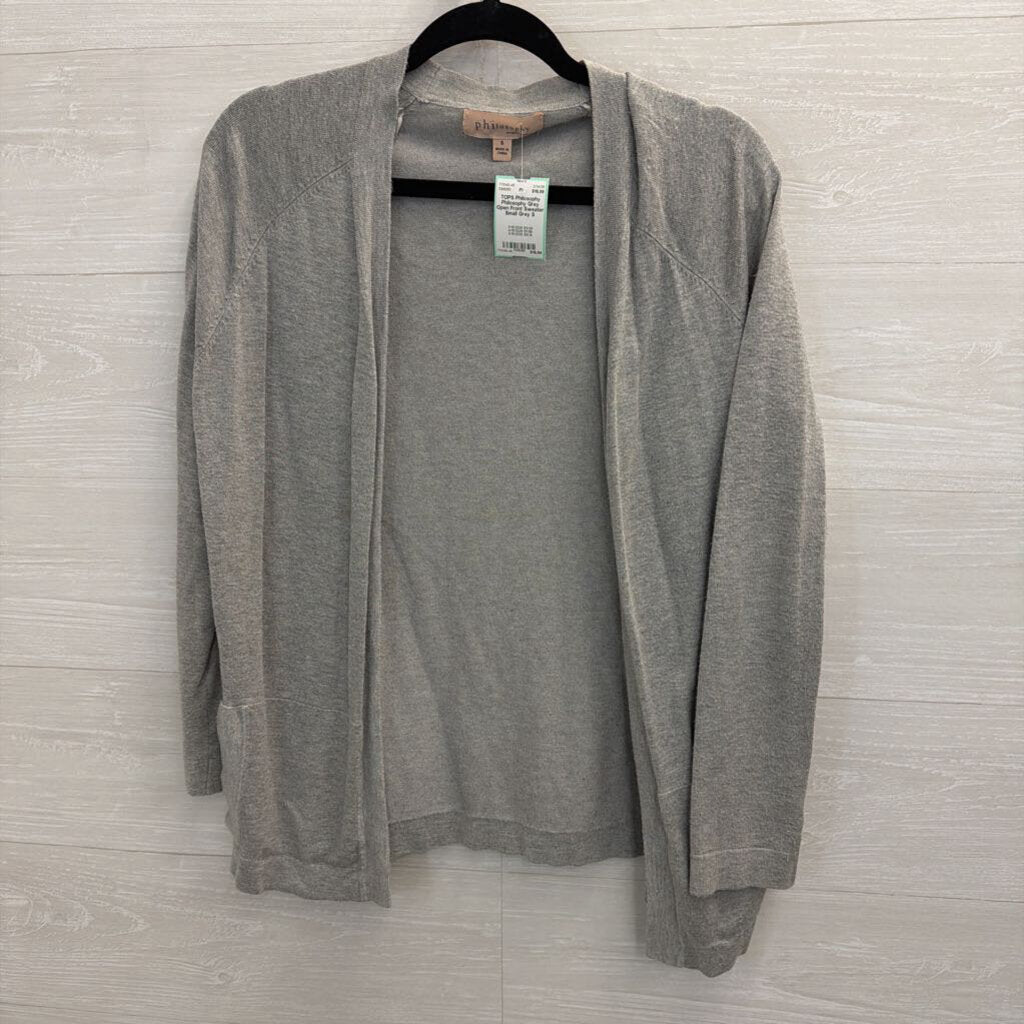 Philosophy Grey Open Front Sweater Small