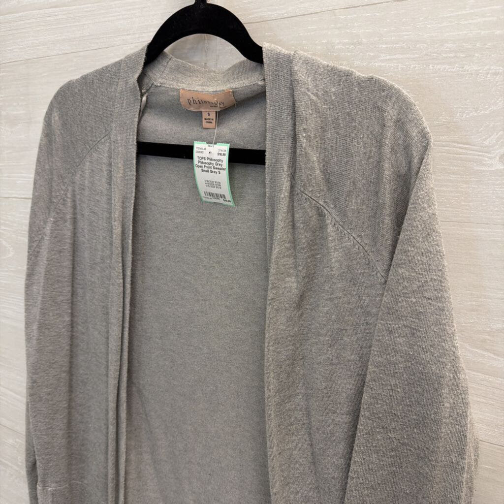 Philosophy Grey Open Front Sweater Small
