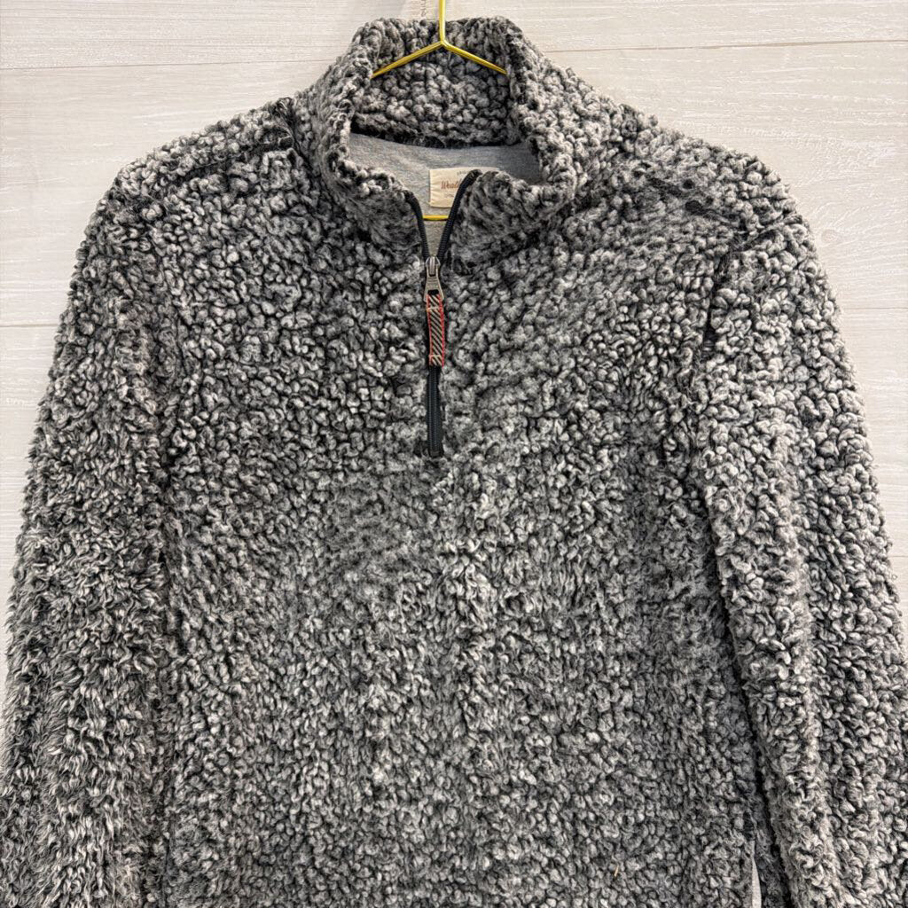 Weatherproof Grey/ Black Sherpa Quarter Zip Pullover Medium