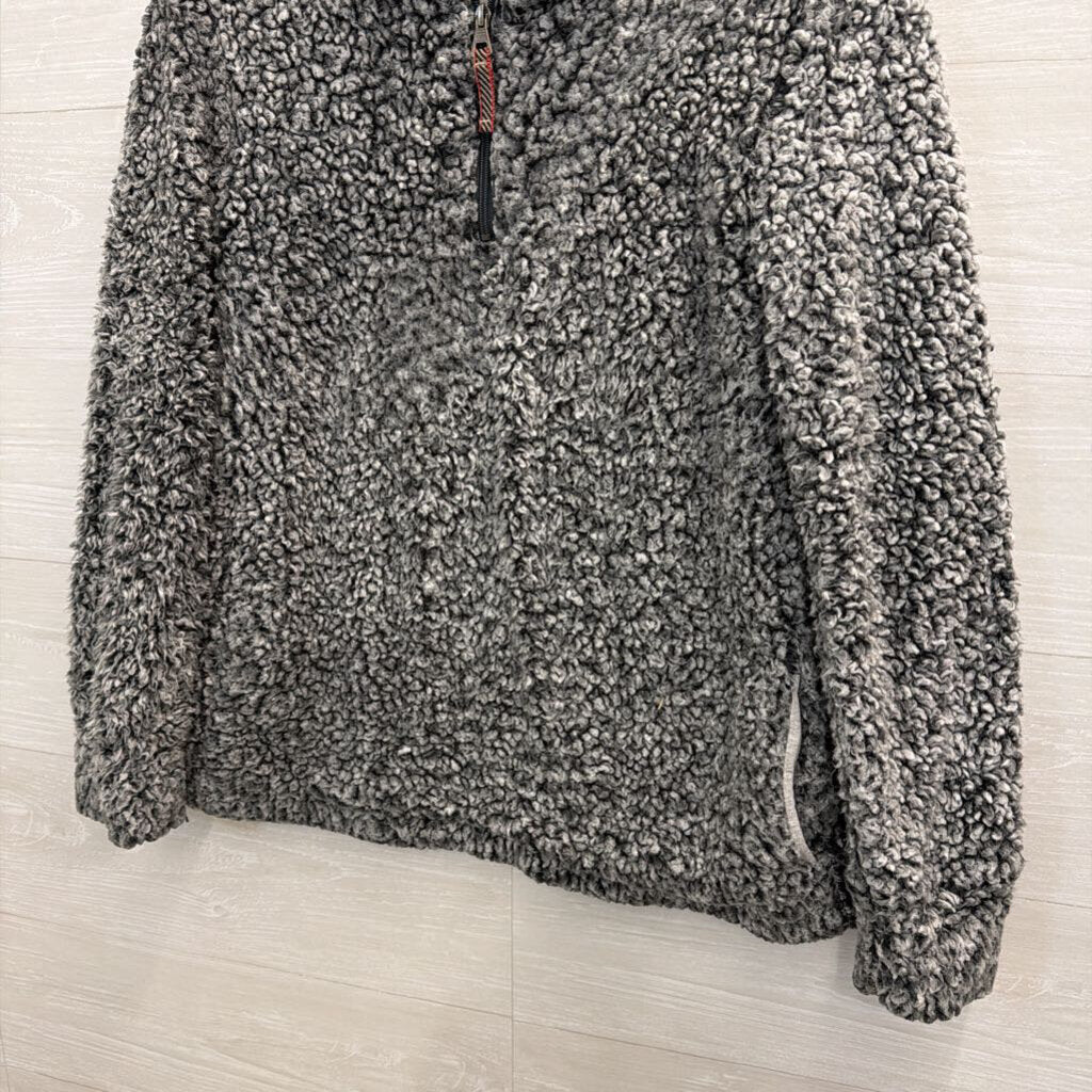 Weatherproof Grey/ Black Sherpa Quarter Zip Pullover Medium