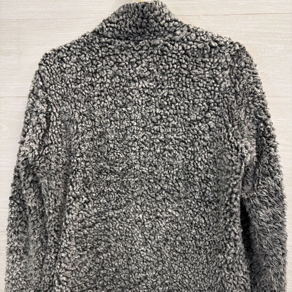 Weatherproof Grey/ Black Sherpa Quarter Zip Pullover Medium