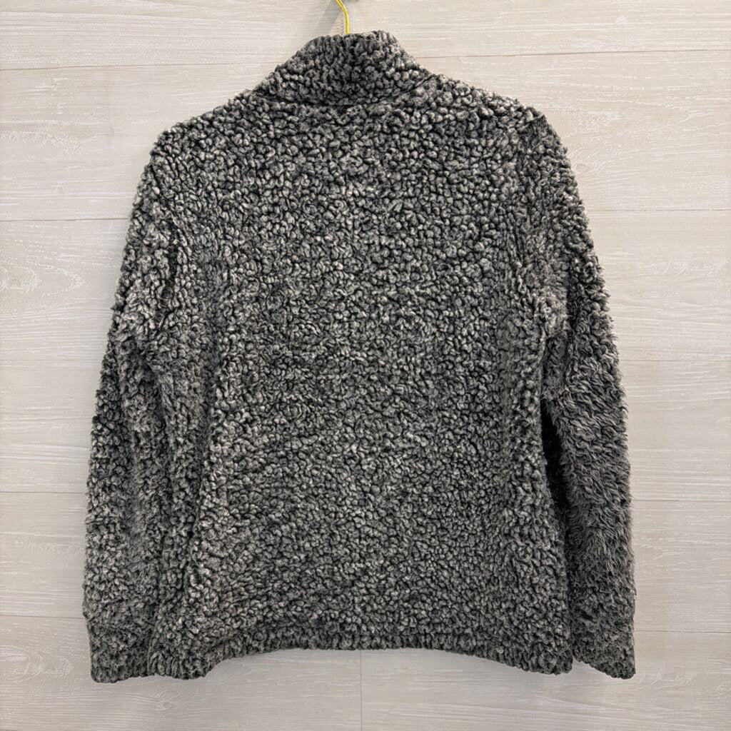 Weatherproof Grey/ Black Sherpa Quarter Zip Pullover Medium