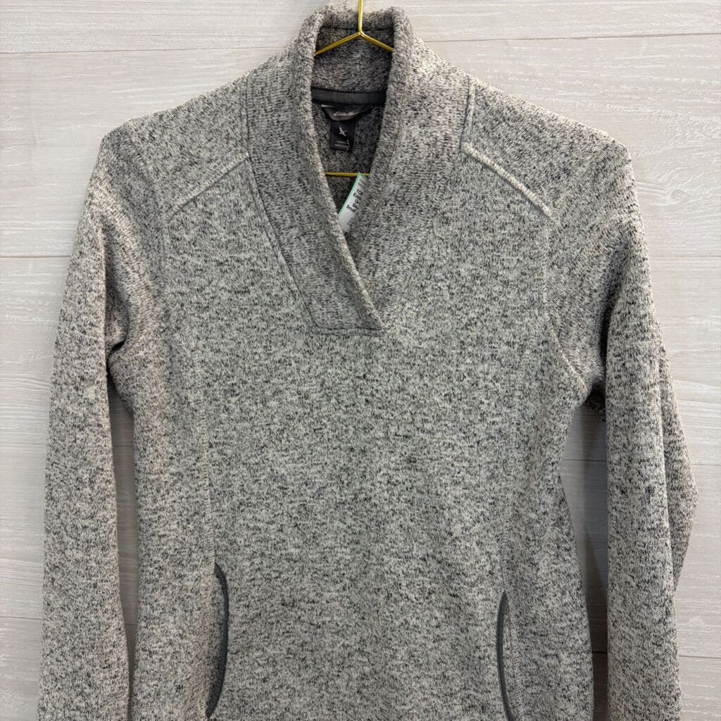 Eddie Bauer White/ Grey Knit Long Sleeve Pullover Small