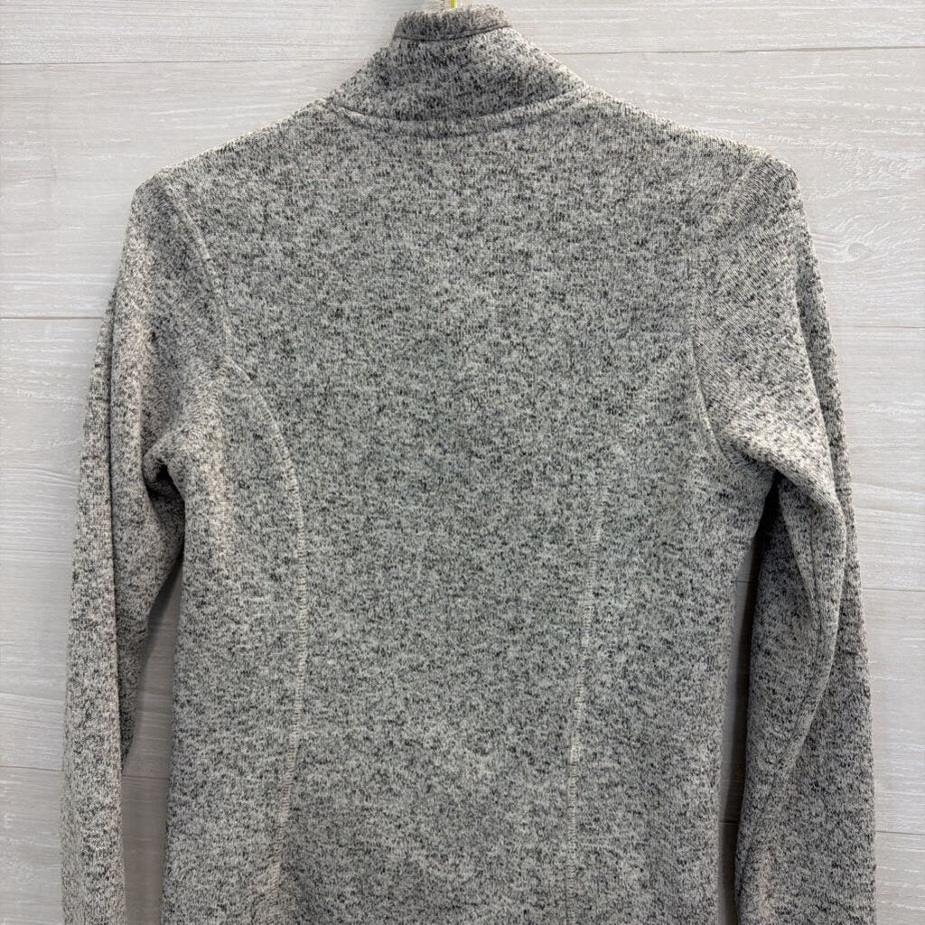Eddie Bauer White/ Grey Knit Long Sleeve Pullover Small
