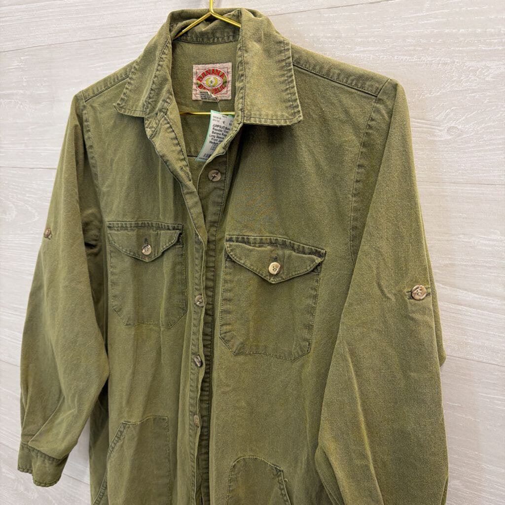 Vintage Banana Republic Long Sleeve Button Front Jumpsuit Medium