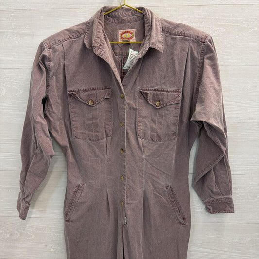 Vintage Banana Republic Purple Long Sleeve Button Front Jumpsuit Medium