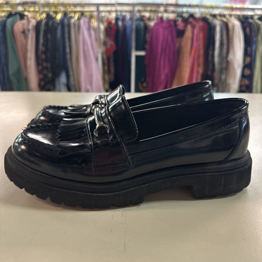 Black Faux Leather Chunky Loafers 8