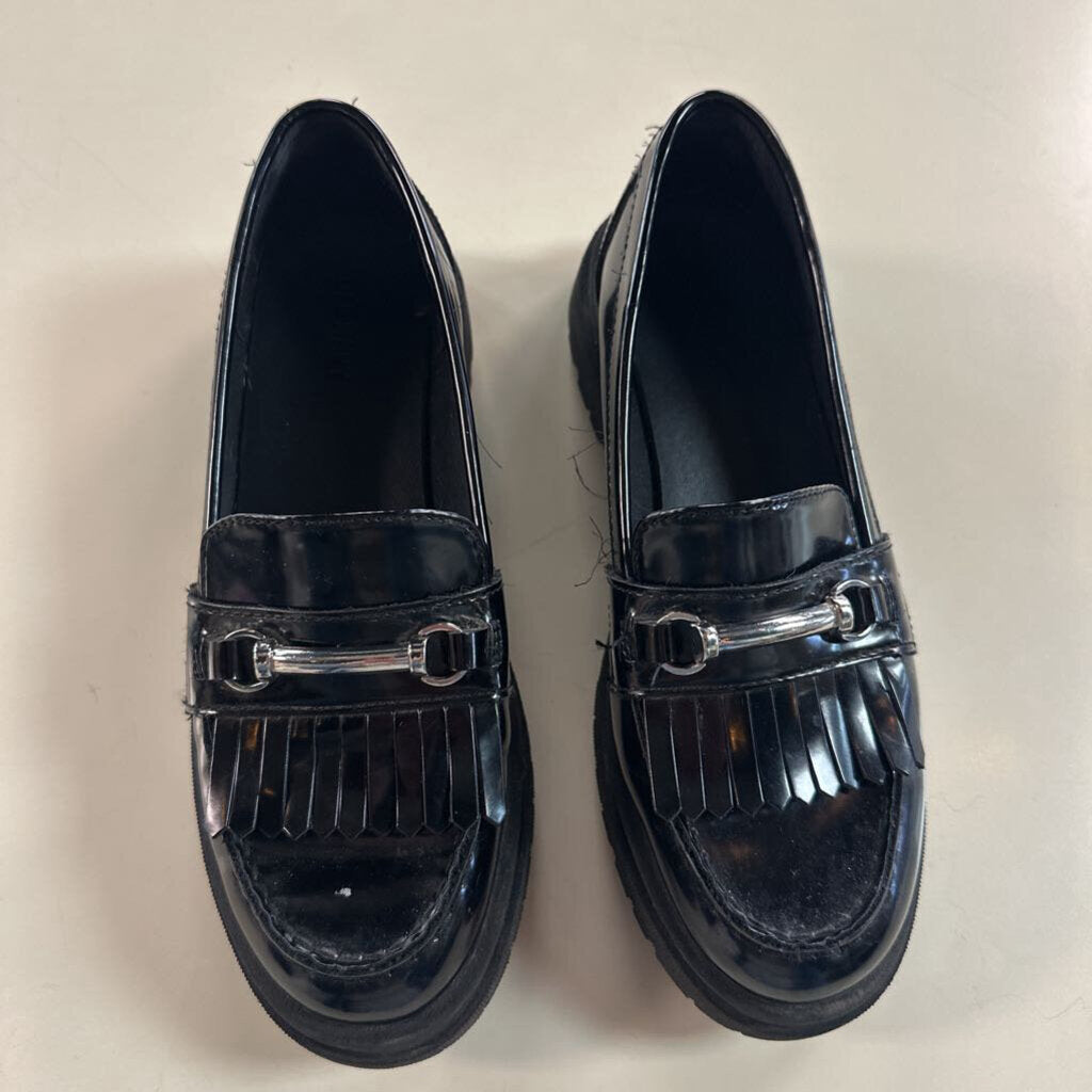 Black Faux Leather Chunky Loafers 8