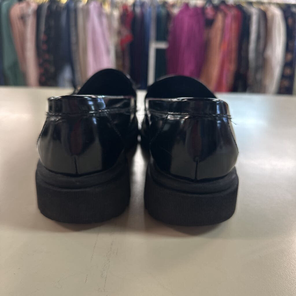 Black Faux Leather Chunky Loafers 8