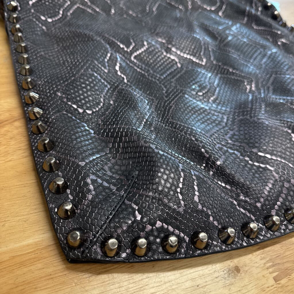 Sorial Grey Studded Snakeskin Vivanne Hobo Purse