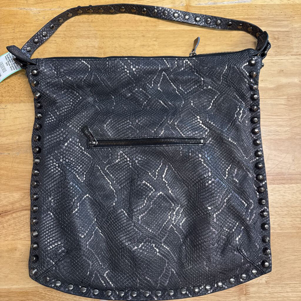 Sorial Grey Studded Snakeskin Vivanne Hobo Purse