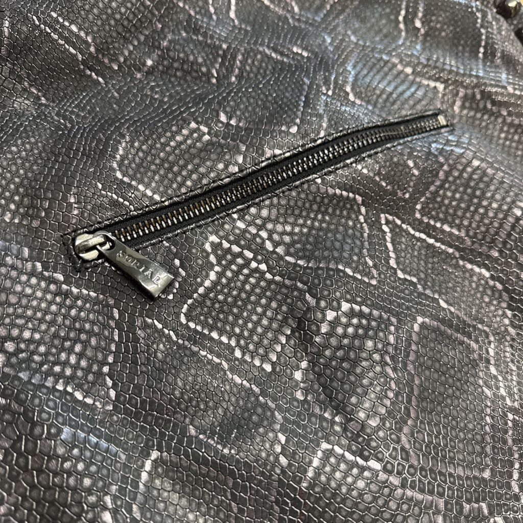 Sorial Grey Studded Snakeskin Vivanne Hobo Purse