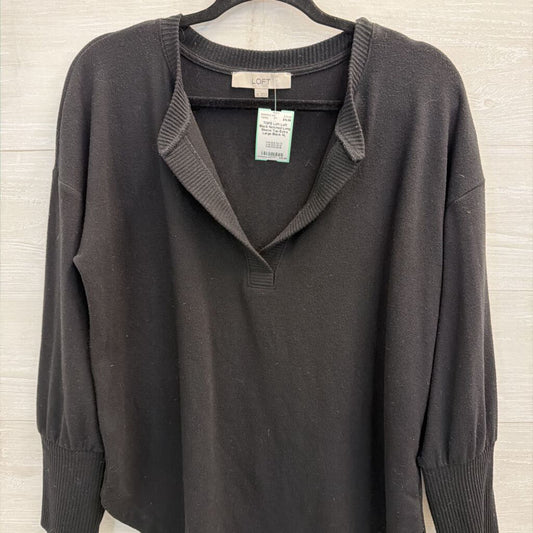 Loft Black Notched Long Sleeve Top Extra Large