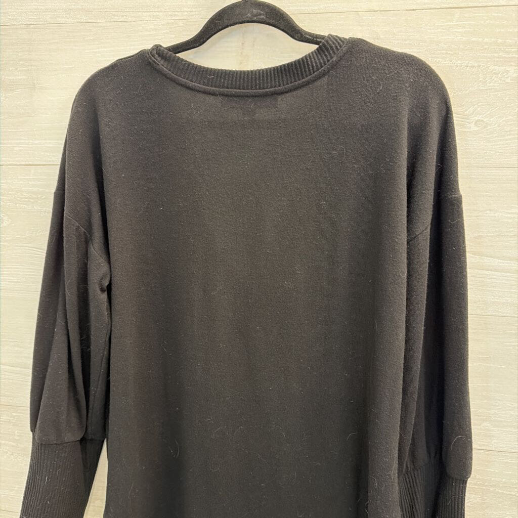 Loft Black Notched Long Sleeve Top Extra Large