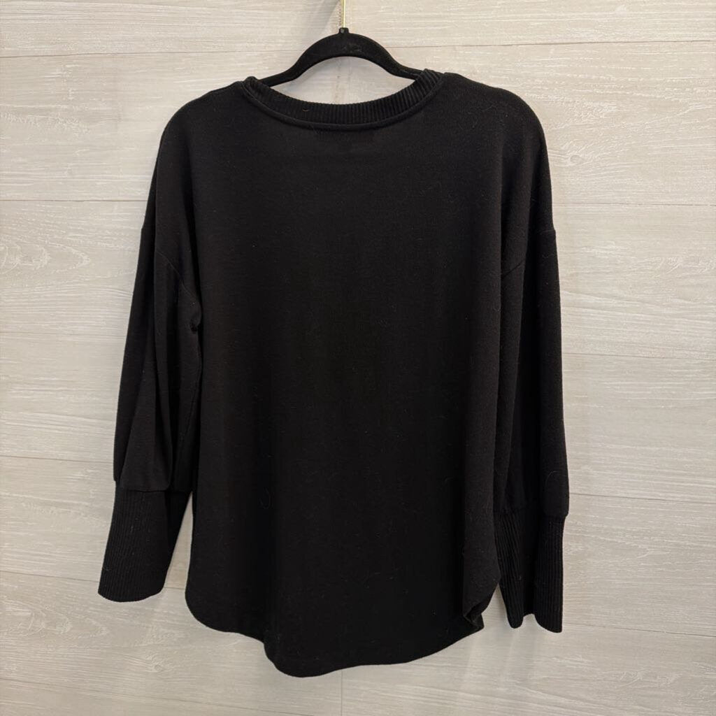 Loft Black Notched Long Sleeve Top Extra Large