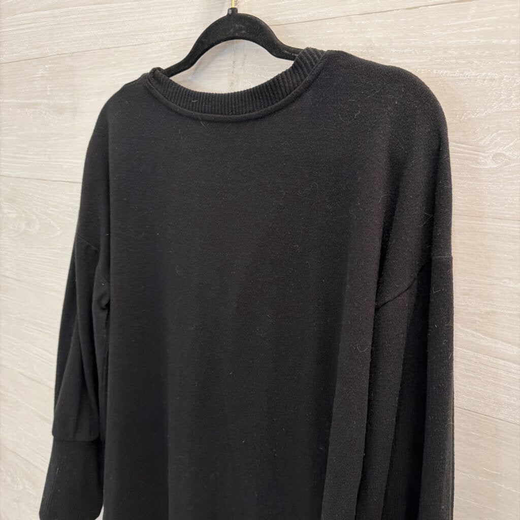 Loft Black Notched Long Sleeve Top Extra Large