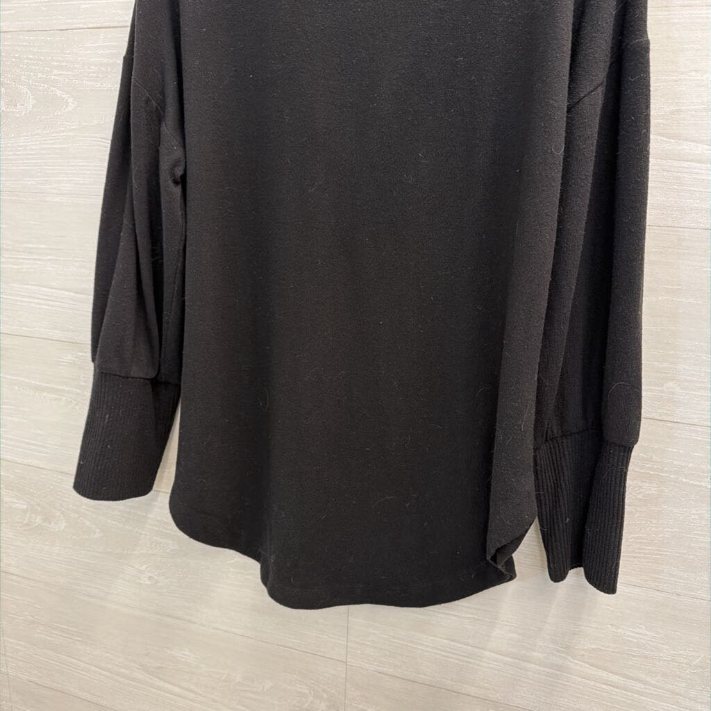 Loft Black Notched Long Sleeve Top Extra Large