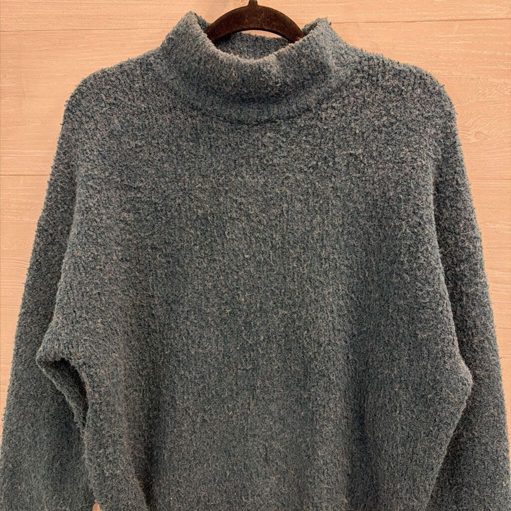 Blue Knit Mock Neck Long Sleeve Sweater Medium