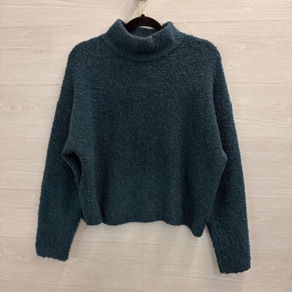 Blue Knit Mock Neck Long Sleeve Sweater Medium