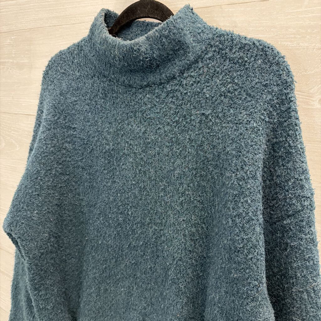 Blue Knit Mock Neck Long Sleeve Sweater Medium