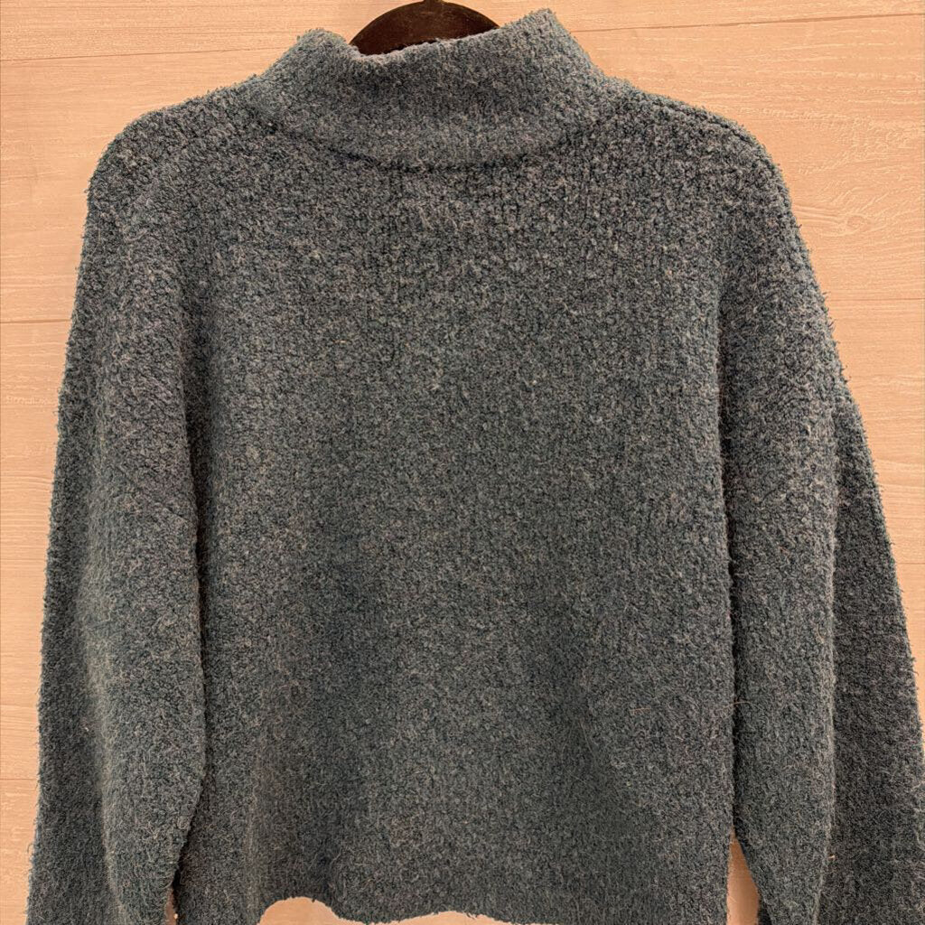 Blue Knit Mock Neck Long Sleeve Sweater Medium