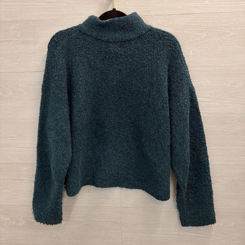 Blue Knit Mock Neck Long Sleeve Sweater Medium