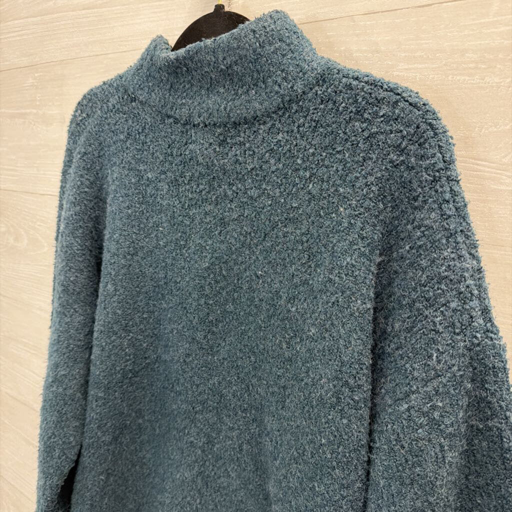 Blue Knit Mock Neck Long Sleeve Sweater Medium