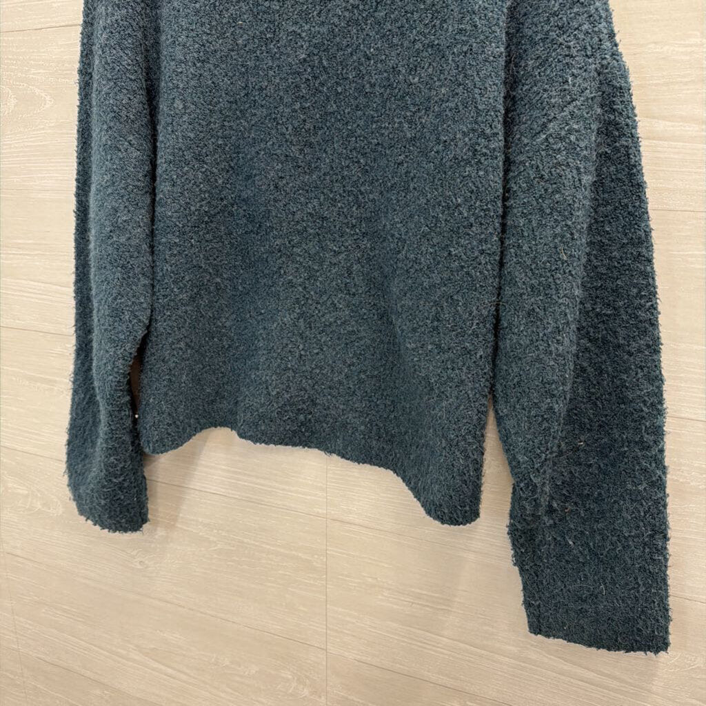 Blue Knit Mock Neck Long Sleeve Sweater Medium