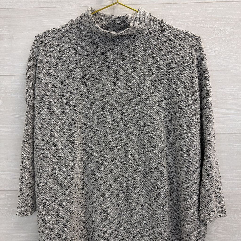 Lou and Grey Black/ White Speckled Knit Mock Neck Sweater Small