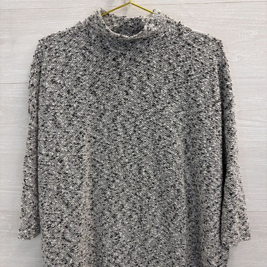 Lou and Grey Black/ White Speckled Knit Mock Neck Sweater Small