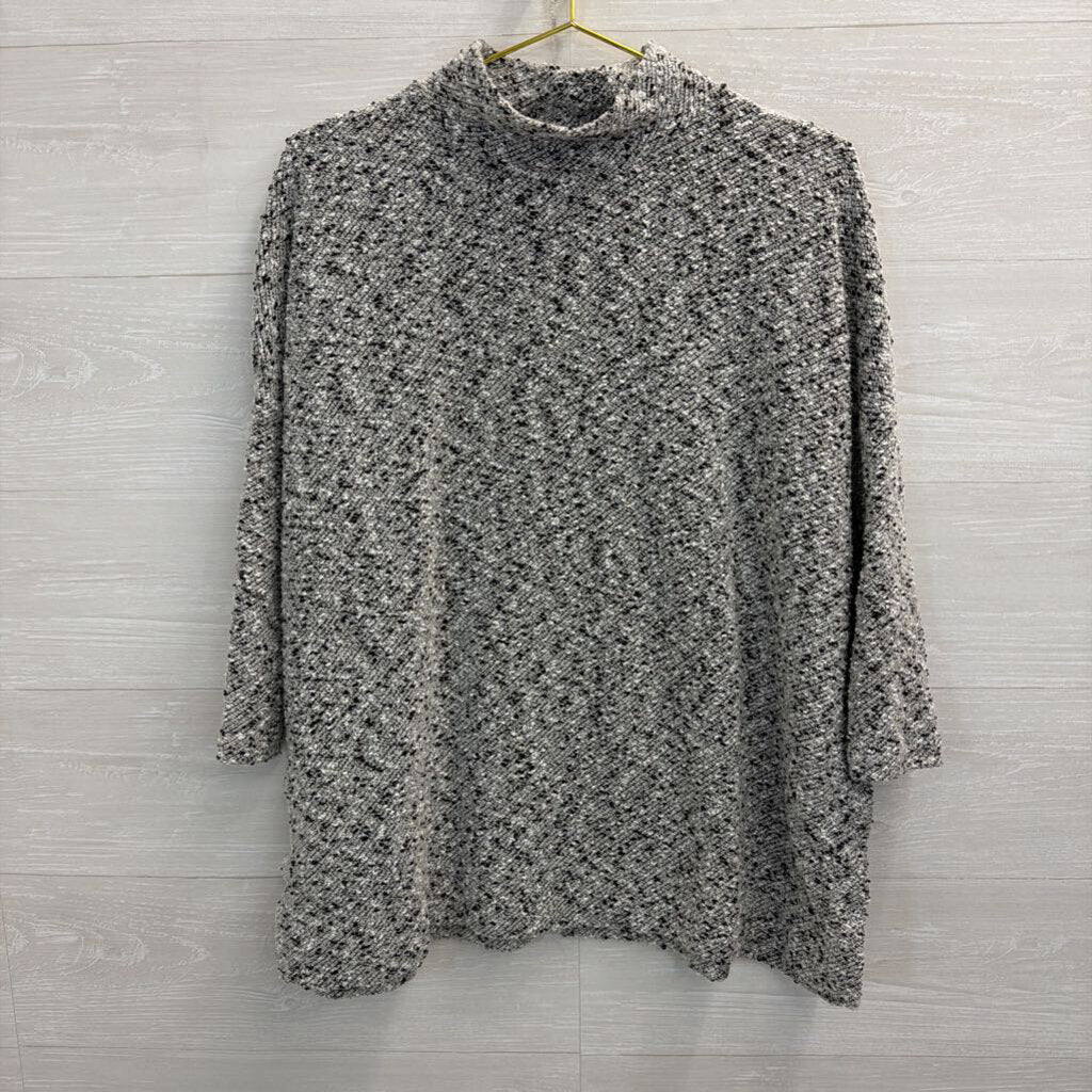Lou and Grey Black/ White Speckled Knit Mock Neck Sweater Small