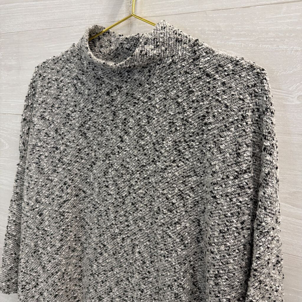 Lou and Grey Black/ White Speckled Knit Mock Neck Sweater Small
