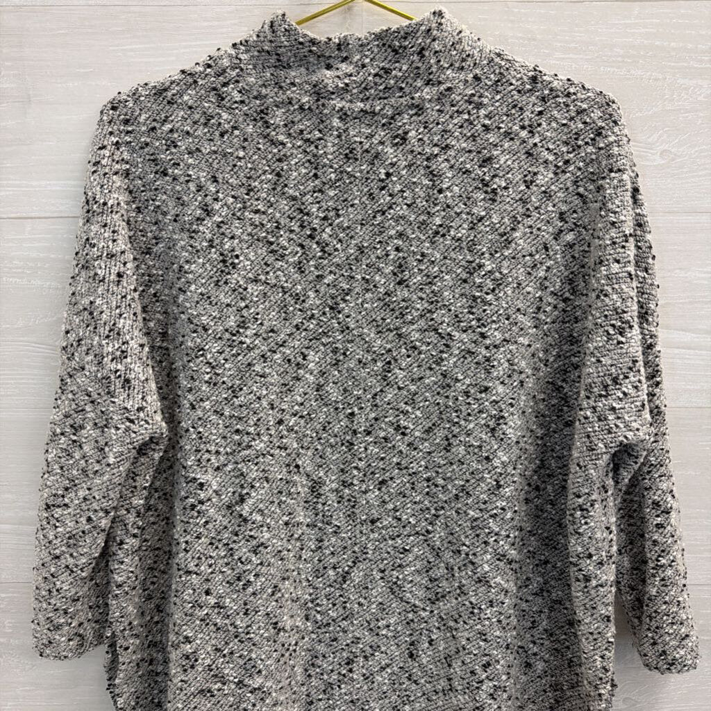 Lou and Grey Black/ White Speckled Knit Mock Neck Sweater Small
