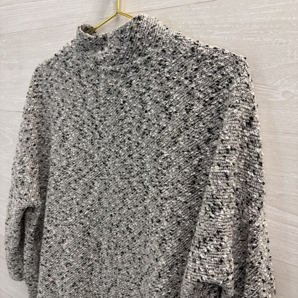 Lou and Grey Black/ White Speckled Knit Mock Neck Sweater Small