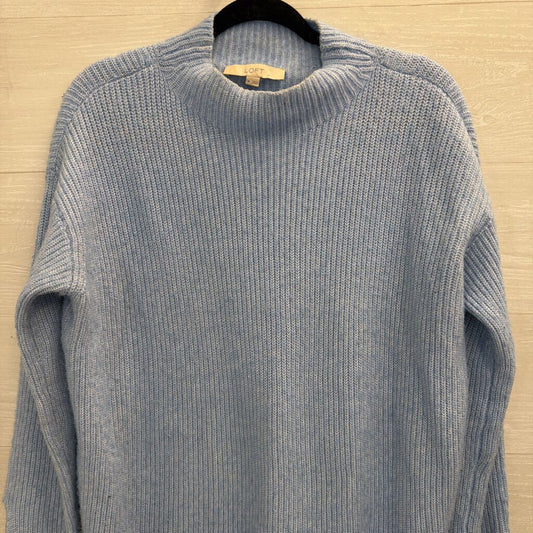 Loft Blue Knit Mock Neck Sweater Medium