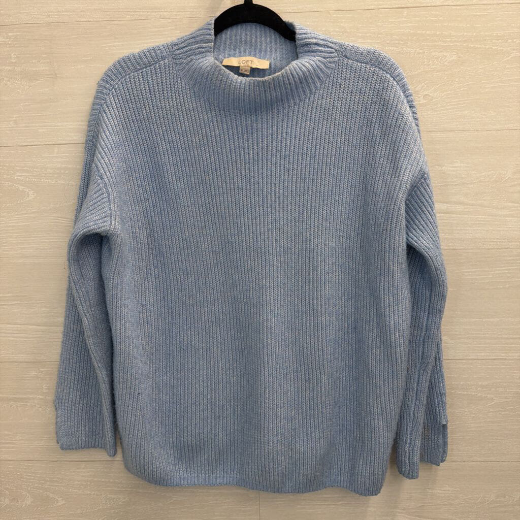 Loft Blue Knit Mock Neck Sweater Medium