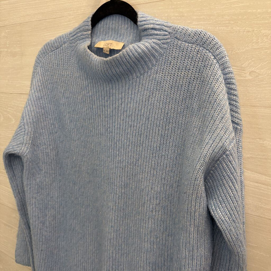 Loft Blue Knit Mock Neck Sweater Medium