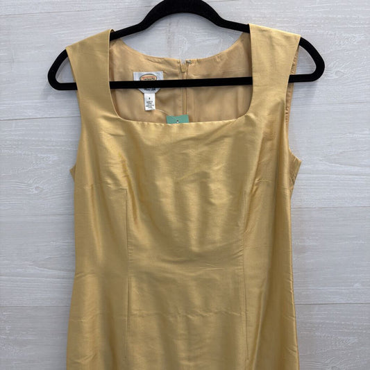 Talbots Gold Pure Silk Sleeveless Shift Dress 8