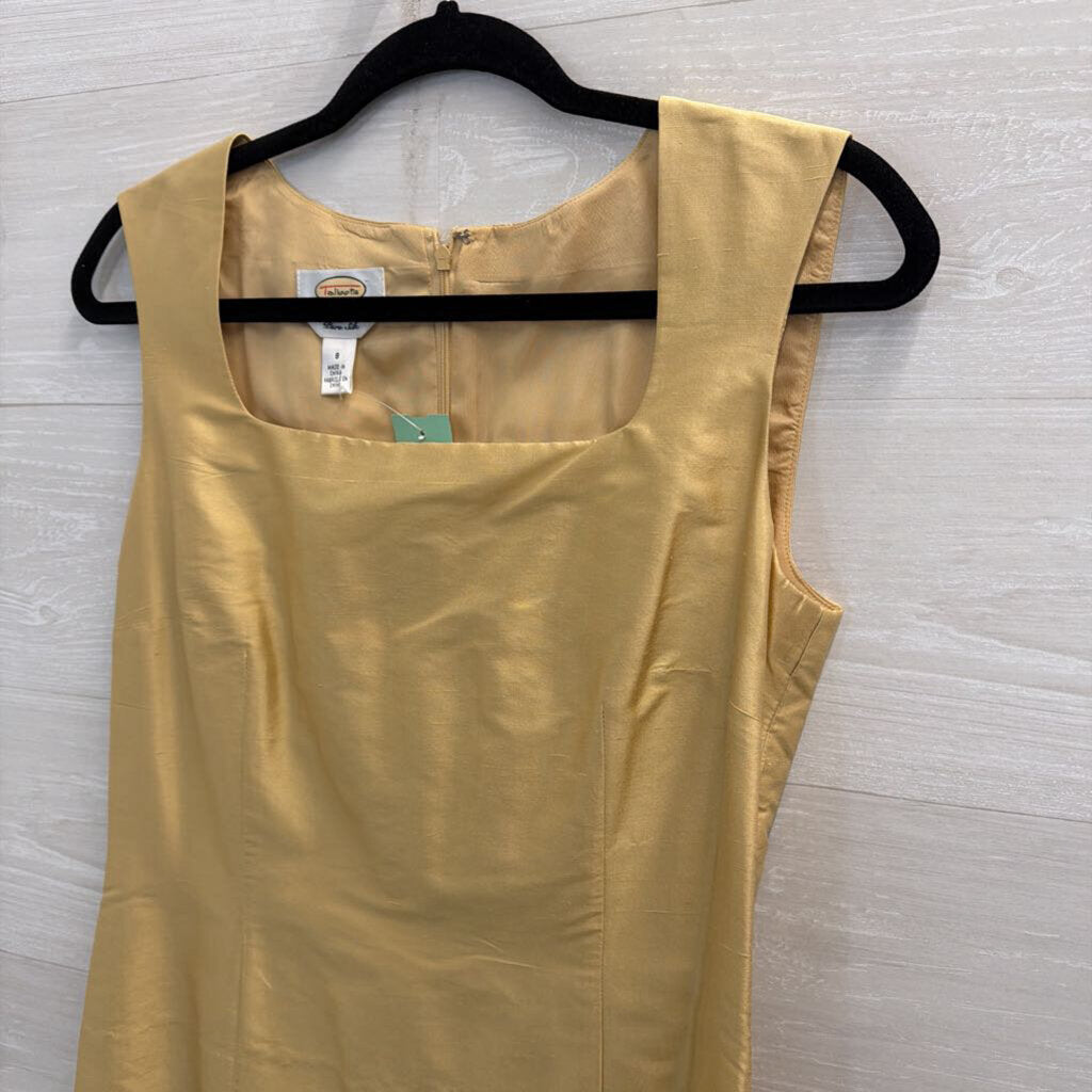 Talbots Gold Pure Silk Sleeveless Shift Dress 8
