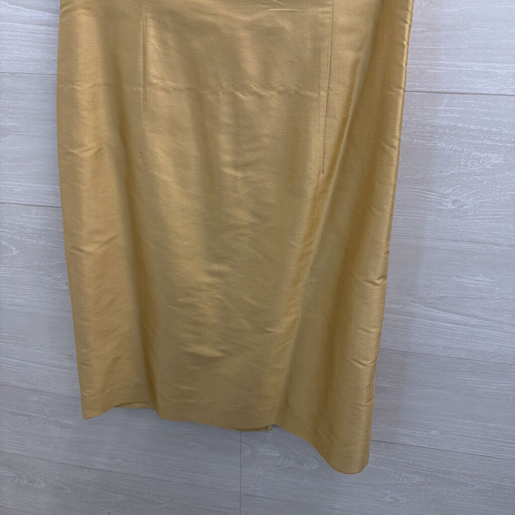 Talbots Gold Pure Silk Sleeveless Shift Dress 8