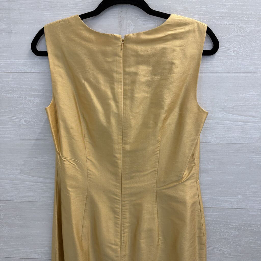 Talbots Gold Pure Silk Sleeveless Shift Dress 8