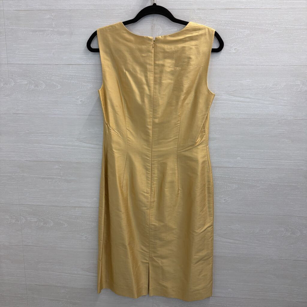 Talbots Gold Pure Silk Sleeveless Shift Dress 8