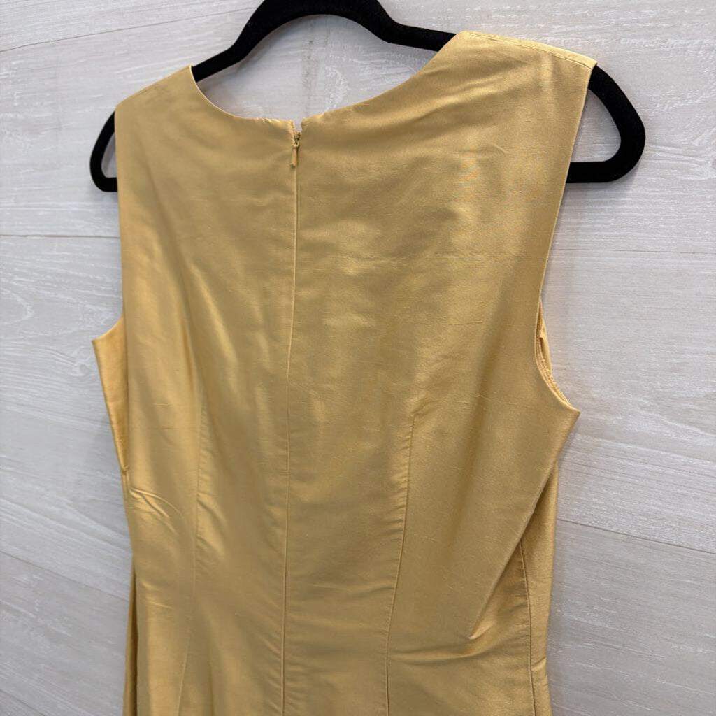 Talbots Gold Pure Silk Sleeveless Shift Dress 8