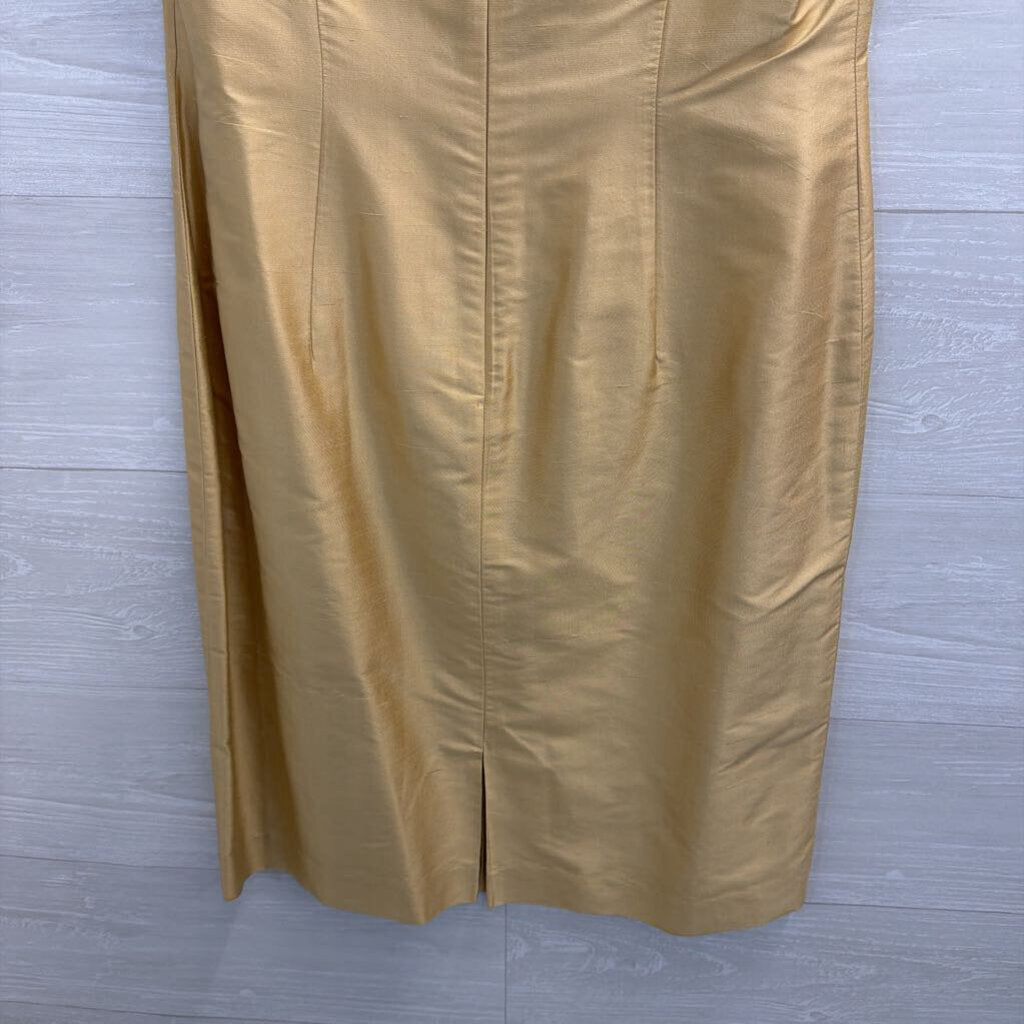 Talbots Gold Pure Silk Sleeveless Shift Dress 8